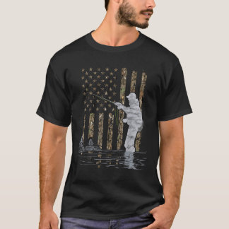 Vliegvissen Visser Amerikaanse Vlag Camouflage Vli T-shirt