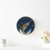 Vliegvissen waterverf forel vis marine blauw ronde klok (Huis)