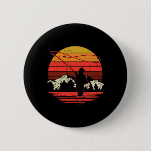 Vliegvissen Zonsondergang Retro Forel Vissen Visse Ronde Button 5,7 Cm