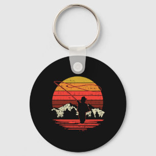 Vliegvissen Zonsondergang Retro Forel Vissen Visse Sleutelhanger