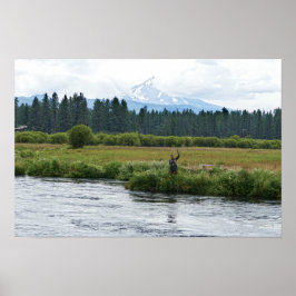 Vliegvisser op de Metolius Rivier, Oregon Poster