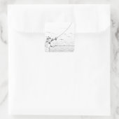 vliegvisser vierkante sticker (Tas)