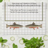 Vliegvisserij van forelvissers in het vizier theedoek (Gevouwen)