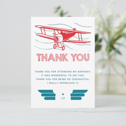 Vliegvliegtuig Birthday Bedankkaart (Staand voorkant)
