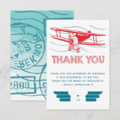 Vliegvliegtuig Birthday Bedankkaart (Voorkant / Achterkant)