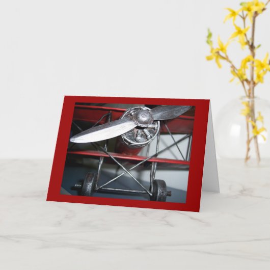 Vliegvliegtuig Birthday Kaart (Gele Bloem)