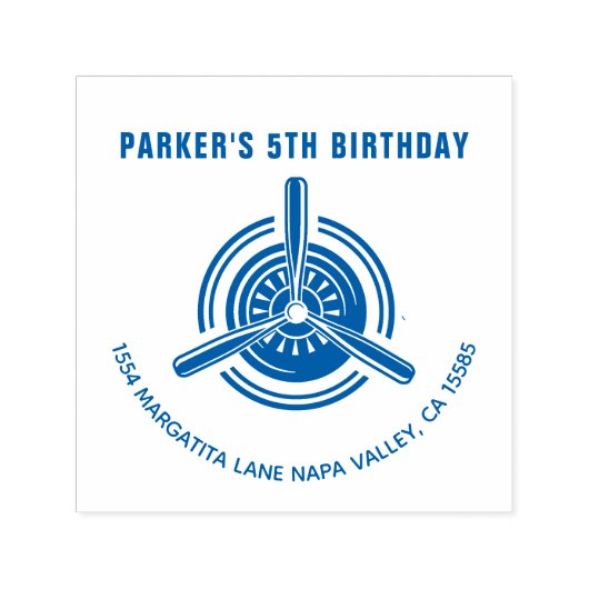 Vliegvliegtuig Birthday Zelfinktende Stempel (Design)