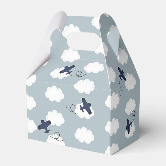 Vliegvliegtuig Clouds Blue Sky Boy Baby shower Bir Bedankdoosjes (Achterkant)