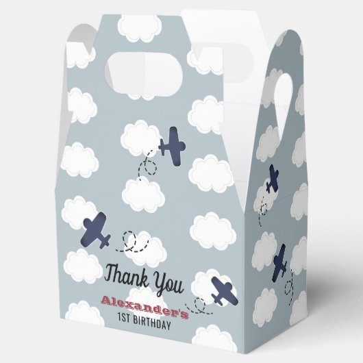 Vliegvliegtuig Clouds Blue Sky Boy Birthday Bedankdoosjes (Geopend)