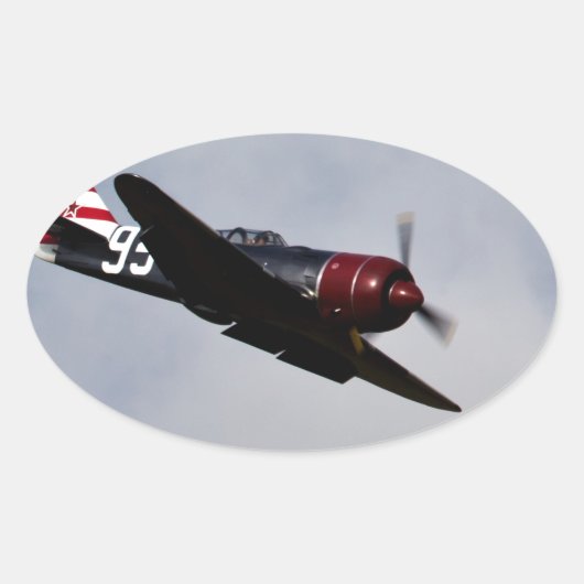 Vliegvliegtuig Ovale Sticker (Voorkant)