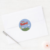 Vliegvliegtuig Ronde Sticker (Envelop)