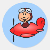 Vliegvliegtuig Ronde Sticker (Voorkant)