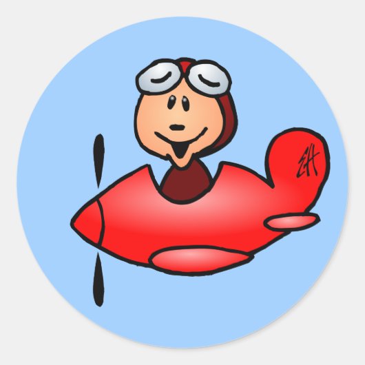 Vliegvliegtuig Ronde Sticker (Voorkant)