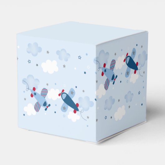 Vliegvliegtuig Stars Clouds Birthday Bedankdoosjes (Achterkant)
