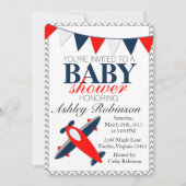 Vliegvliegtuig | Uitnodiging tot Baby shower (Voorkant)