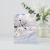  vliegvliegtuig | Vliegtuigtrekwolken Briefkaart (Staand voorkant)