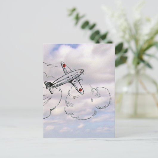 vliegvliegtuig | Vliegtuigtrekwolken Briefkaart (Staand voorkant)