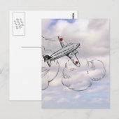  vliegvliegtuig | Vliegtuigtrekwolken Briefkaart (Voorkant / Achterkant)
