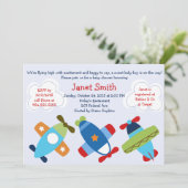 Vliegvliegtuigen Baby shower-uitnodiging Kaart (Staand voorkant)