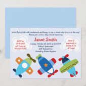 Vliegvliegtuigen Baby shower-uitnodiging Kaart (Voorkant / Achterkant)