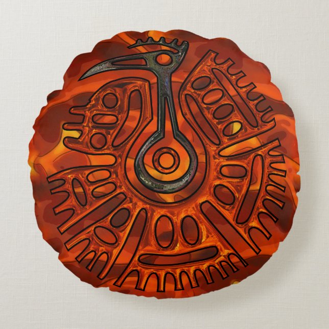 Vliegvlucht 2 Native American Rond Kussen (Voorkant)