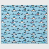 Vliegvlucht met piloot van een vliegtuig tegen een cadeaupapier (Vlak)