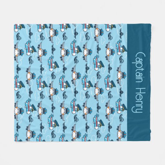 Vliegvlucht met piloot van een vliegtuig tegen een fleece deken (Voorkant (Horizontaal))