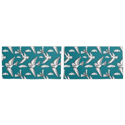 Vliegvogels en wolken kussenblokken hoesjes kussensloop (Voorkant-Set)