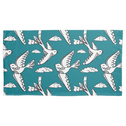 Vliegvogels en wolken kussenblokken hoesjes kussensloop (Voorkant-Links)