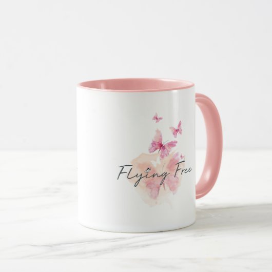 Vliegvrij 11 oz. Roze koffie-Mok Mok (Voorkant rechts)