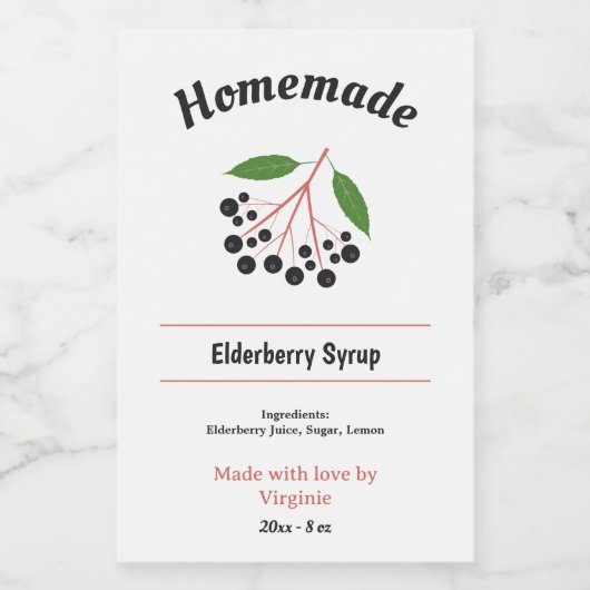 Vlierbessiroop Flesetiket Sticker (Enkel label)
