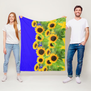 Vliesdeken met zonnebloemen fleece deken