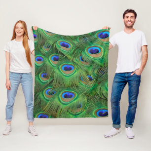Vliesdeken, mooie pauwenveren foto fleece deken
