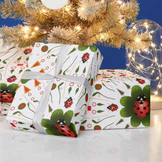 Vlieveheersbeestje kerst inpakpapier