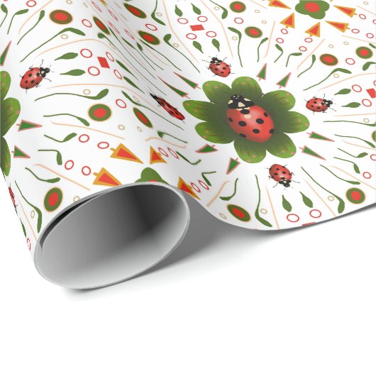 Vlieveheersbeestje kerst inpakpapier (Rol Hoek)