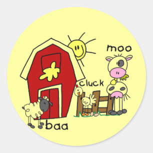 Vlik Afbeelding Farm Animals Tshirts en cadeaus Ronde Sticker