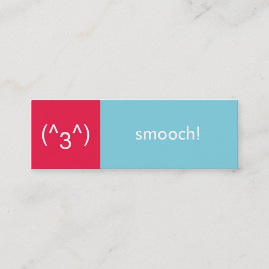Vlikkerkaart rood blauw, vloeiend emoticon tekstbe mini visitekaartje (Voorkant)