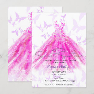 Vlindans Paarse Heet Roze Jurk Sweet 16 Kaart