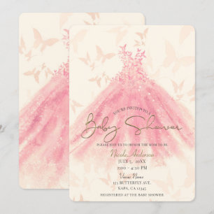 Vlindans Pruim Glitter Jurk Baby Shower Kaart