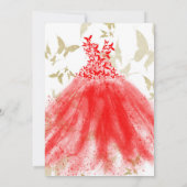 Vlindans Rode Jurk Gouden Bruiloft Feest Kaart (Achterkant)