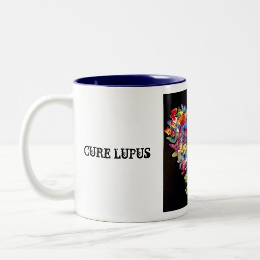 vlinder047, CURE LUPUS, CURE LUPUS Tweekleurige Koffiemok (Links)