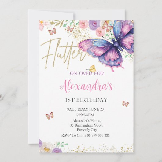 Vlinder 1e 2e 3e 4e 5e 6e 7e 8e Verjaardag Kaart (Voorkant)