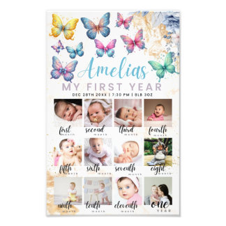 Vlinder 1e Verjaardag Foto Poster