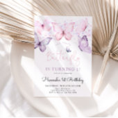 Vlinder 1e verjaardag uitnodiging meisje