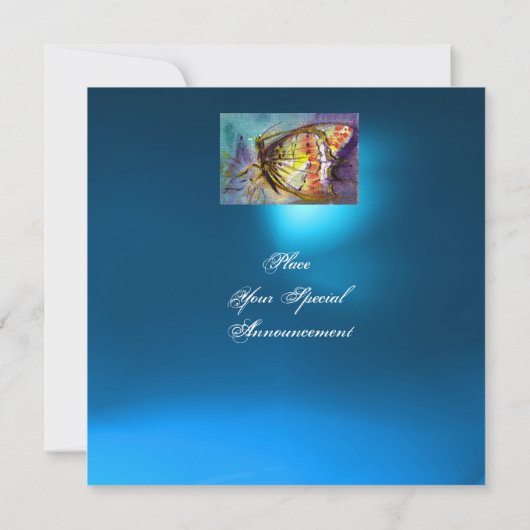 VLINDER 2 BLAUWE SAPPHIER helder roze,rood geel Kaart (Achterkant)