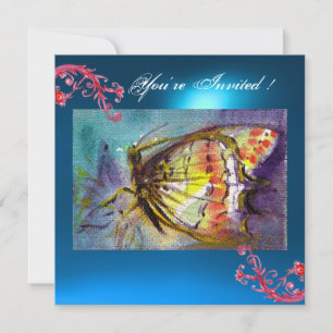 VLINDER 2 BLAUWE SAPPHIER  helder roze, rood geel Kaart