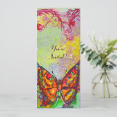 VLINDER 3 ,helder rood geel paars roze glinsteren Kaart (Staand voorkant)