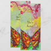 VLINDER 3 ,helder rood geel paars roze glinsteren Kaart (Voorkant / Achterkant)