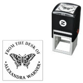 Vlinder #3 Silhouette Rond “Van het bureau van” Zelfinktende Stempel (In situ)