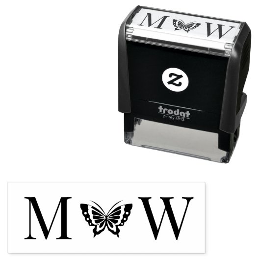 Vlinder #4 Koppel Trouw 2 Initiaal Monogram Zelfinktende Stempel (In situ)